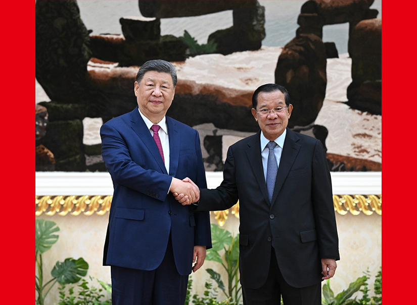 習(xí)近平會(huì)見(jiàn)柬埔寨人民黨主席、參議院主席洪森